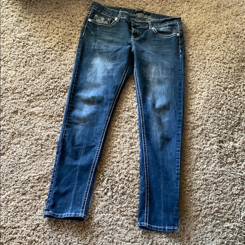 Premiere Denim Blue Skinny Jeans Vintage-Inspired